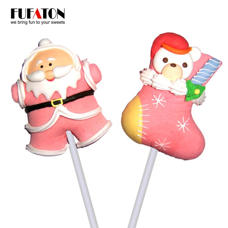 Santa Claus shaped marshmallow lollipops candy for merry Christmas