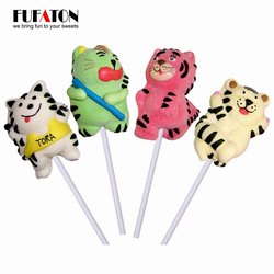 Tiger shaped marshmallow lollipop candy for boys