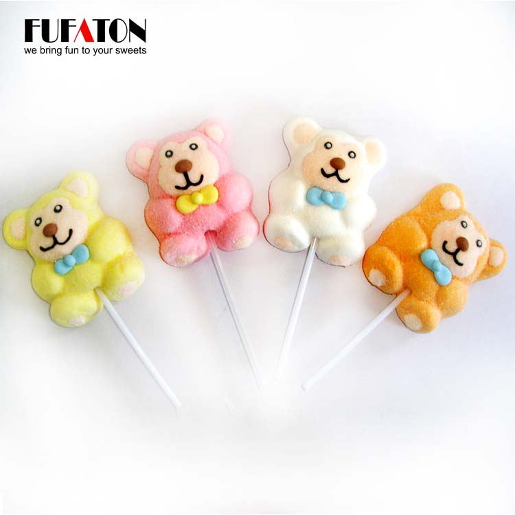Animal bear shaped marshmallow candy lollipops