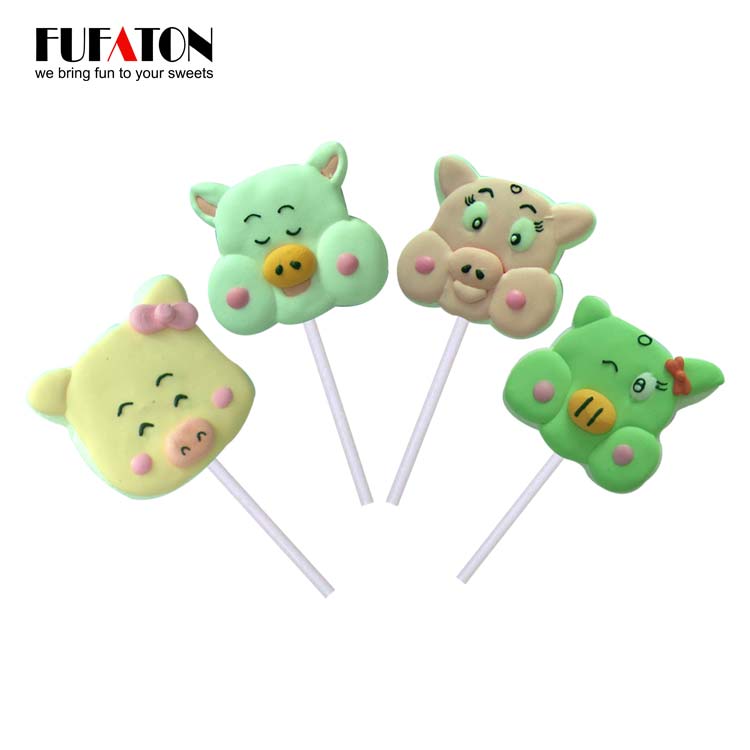 Hand decorated Pig Shaped Mallow Lollipop Candy