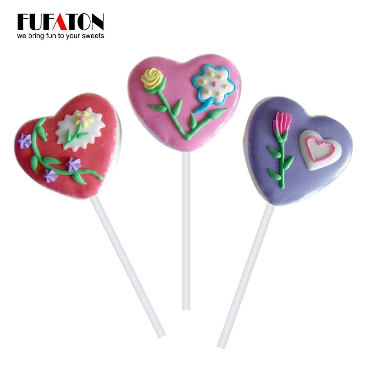 35g Hand decorated Heart shaped Marshmallow Candy Lollipop