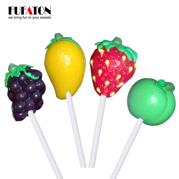 Mix Fruit Apple Grape Strawberry Mango Shaped Lollipop Candy