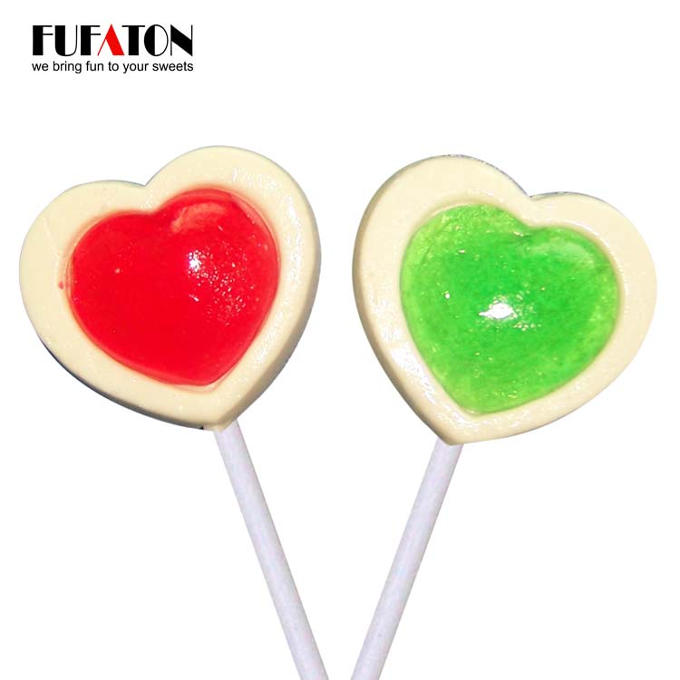 Double heart shaped lollipop candy