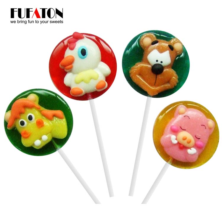 28g Candy lollipop with animal shaped decoration