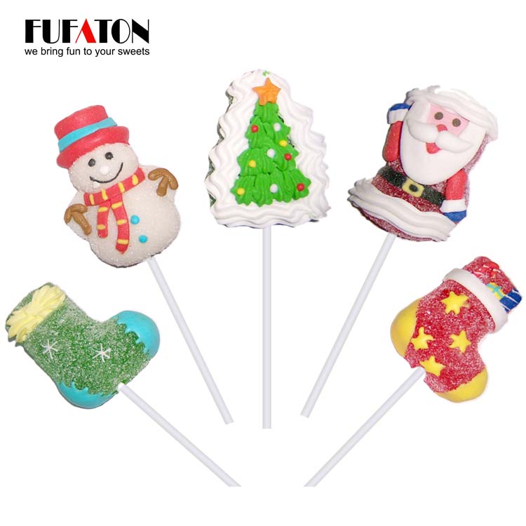 Cartoon shaped Christmas Jellypop with hand decoration