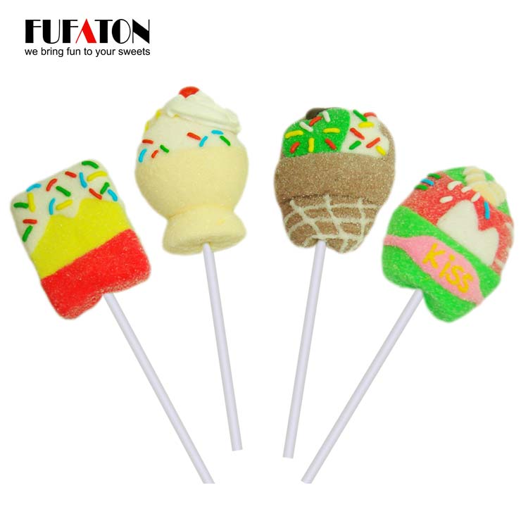 Hand Decorated Ice cream shaped marshmallow Lollipop Candy