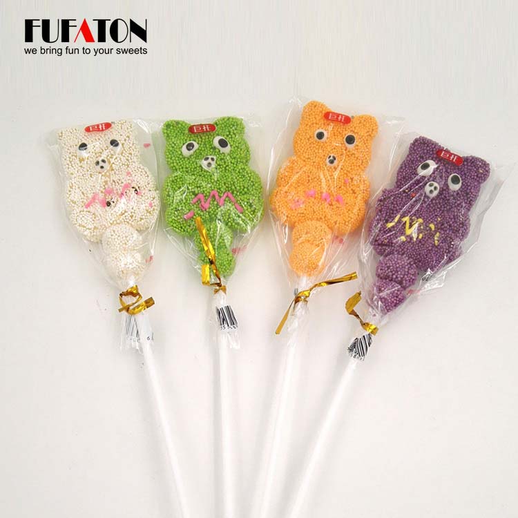 Pearl coated Jelly candy lollipop on long sticks