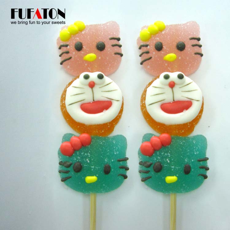 Kitty and cat shaped jelly lollipop candy Kebab