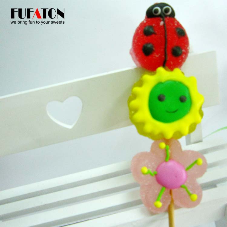 Summer flowers and bugs shaped jelly candy kebab