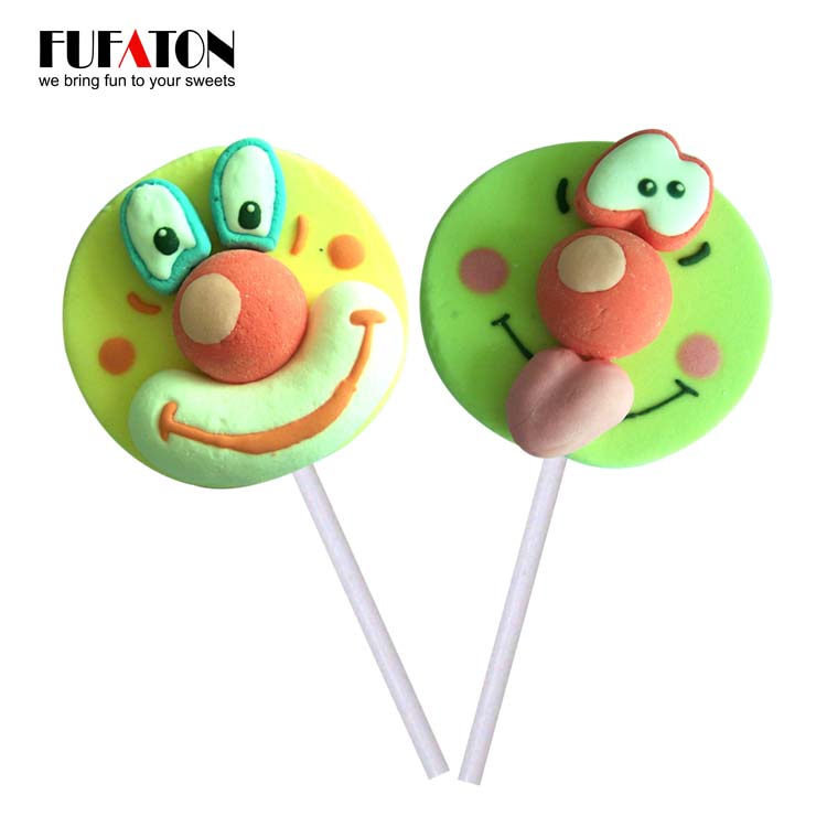 Funny face mallow lollipop candy
