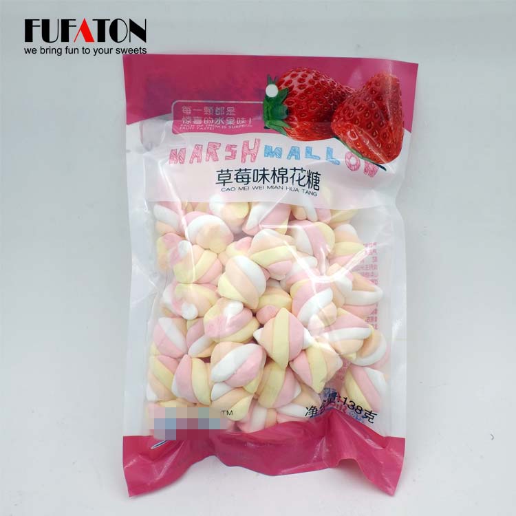 138g pink and white rainbow twist marshmallow candy