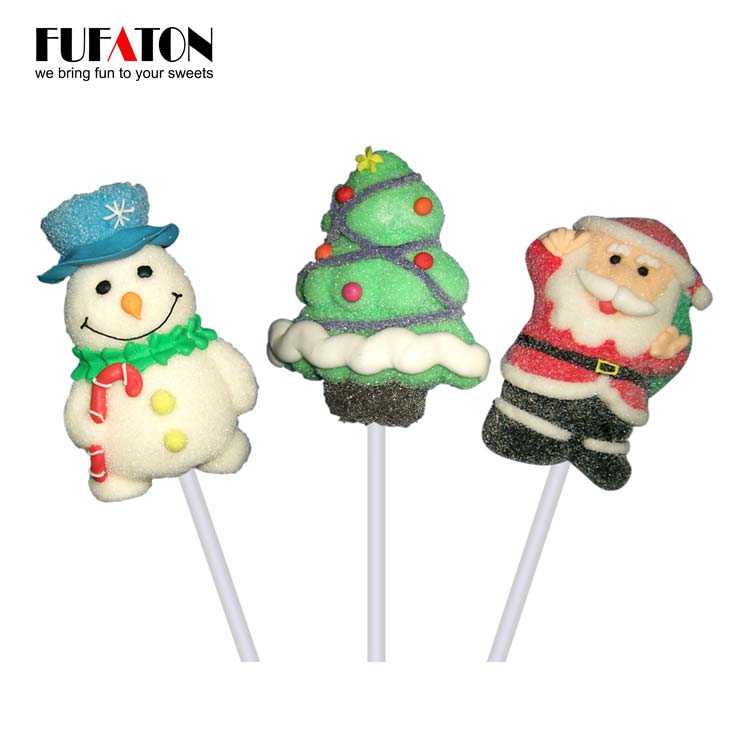 Hand decorated marshmallow candy lollipop for Christmas
