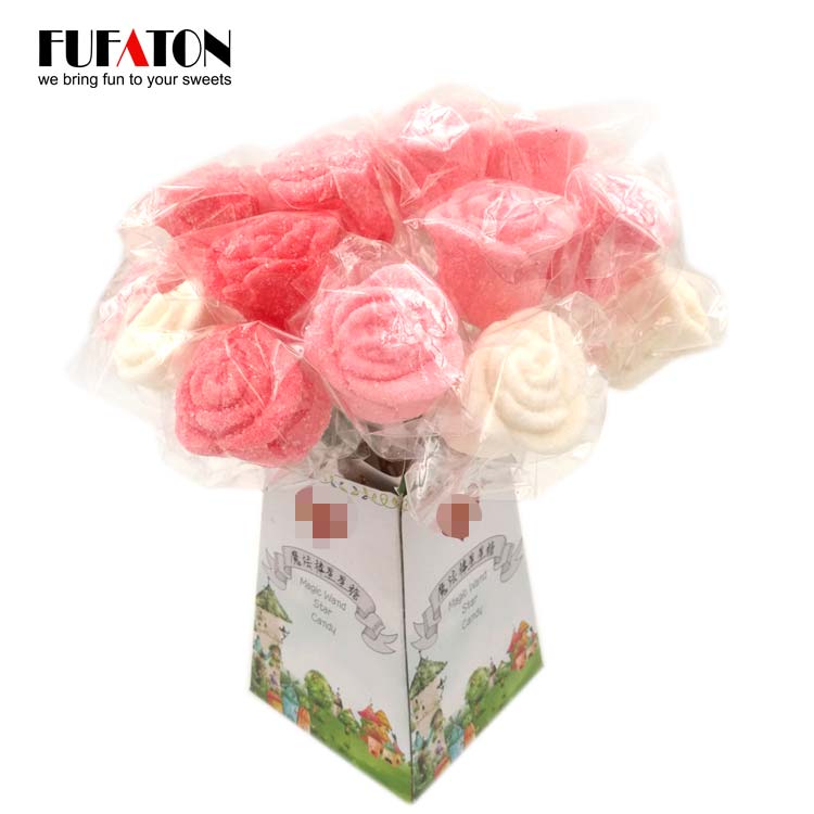 3D Rose Shaped marshmallow lollipops for Valentine