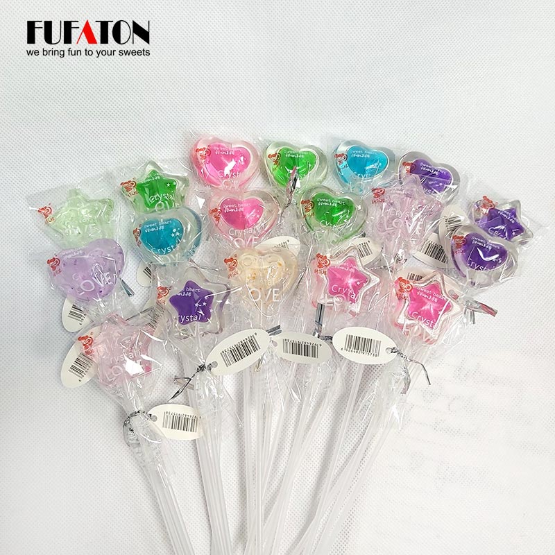Healthy Sugar Free Flower Rose Shaped Twinkle Crystal long stick Bouquet Lollipop Candy