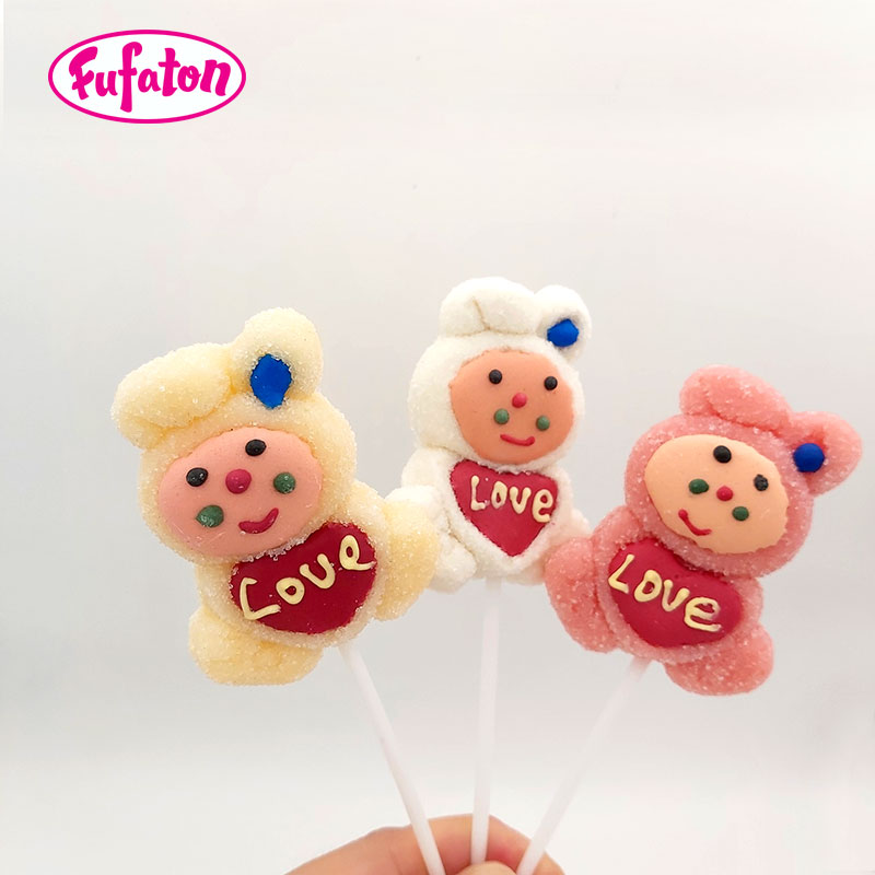 Cute lovely rabbit shaped jelly lollipop candy