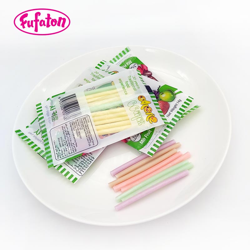 Fruit Flavored Colorful Glucose Straw Powder Candy CC Stick