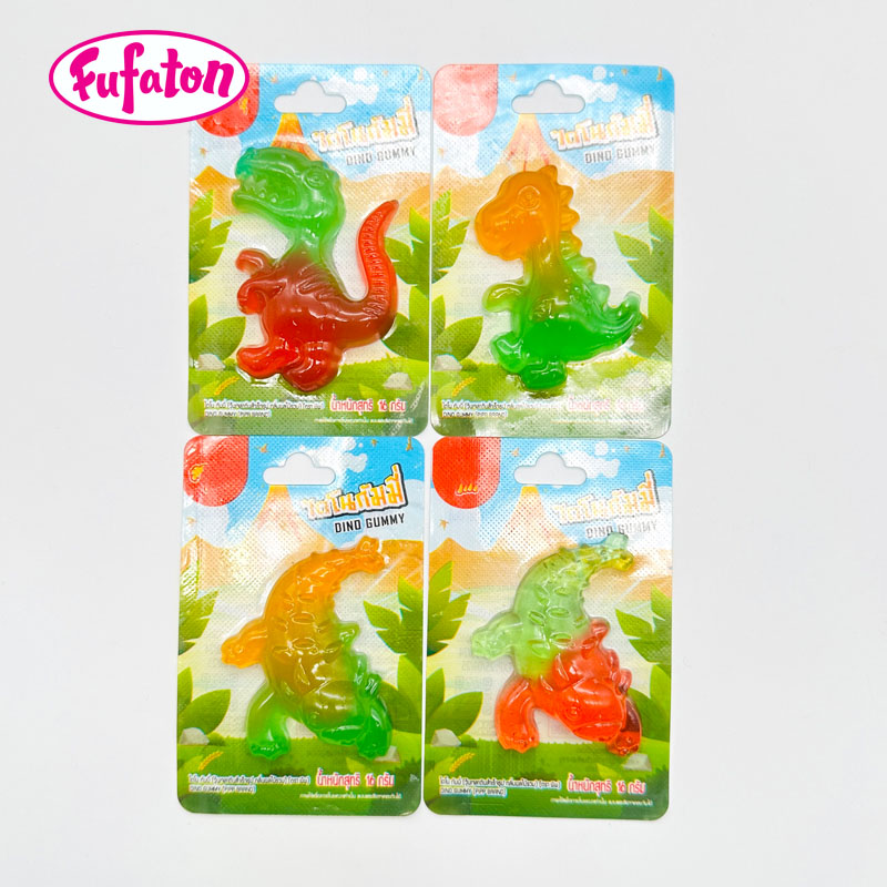 Shaped Soft Dino Gummy Candy with Blister Card
