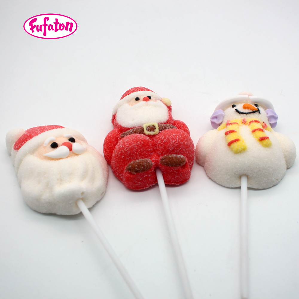 Decorated Snowman and Santa Claus Marshmallow Lollipop for Xmas