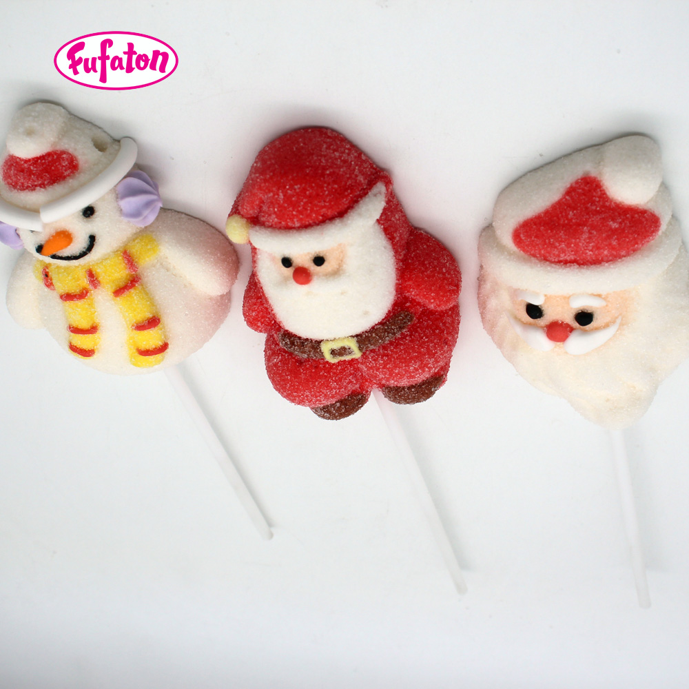 Decorated Snowman and Santa Claus Marshmallow Lollipop for Xmas