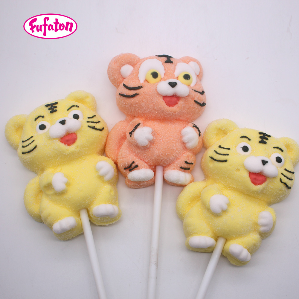 Cute Tiger Cub Shaped Marshmallow Lollipop Candy