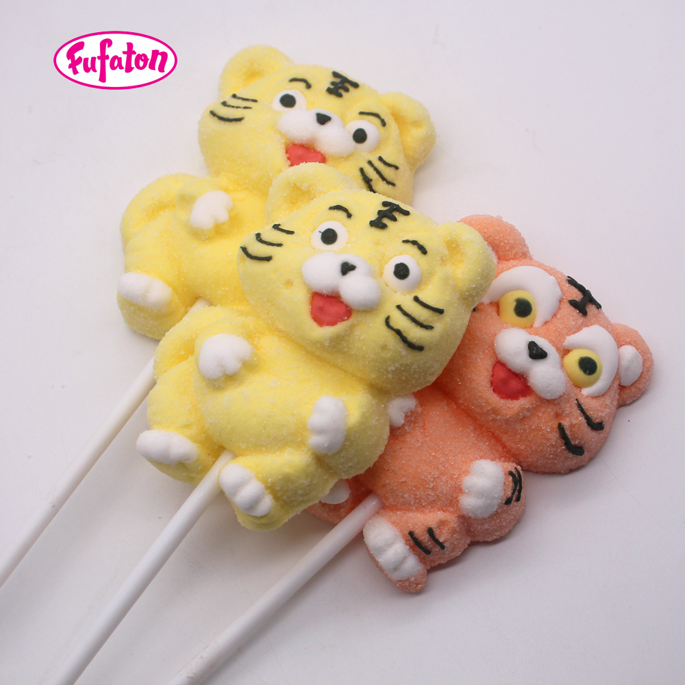 Cute Tiger Cub Shaped Marshmallow Lollipop Candy
