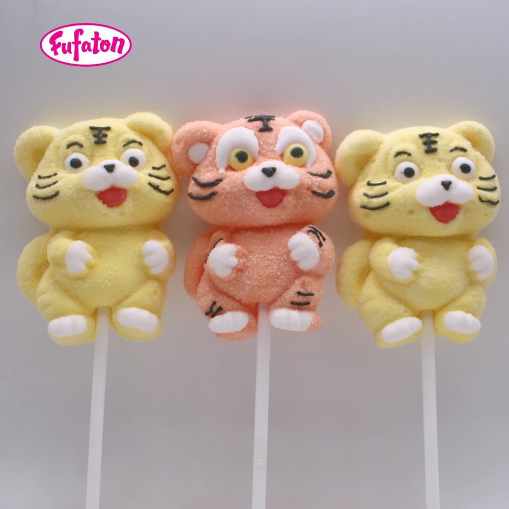 Cute Tiger Cub Shaped Marshmallow Lollipop Candy