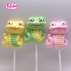 Snake and Snakelet Shaped Marshmallow Lollipop Candy