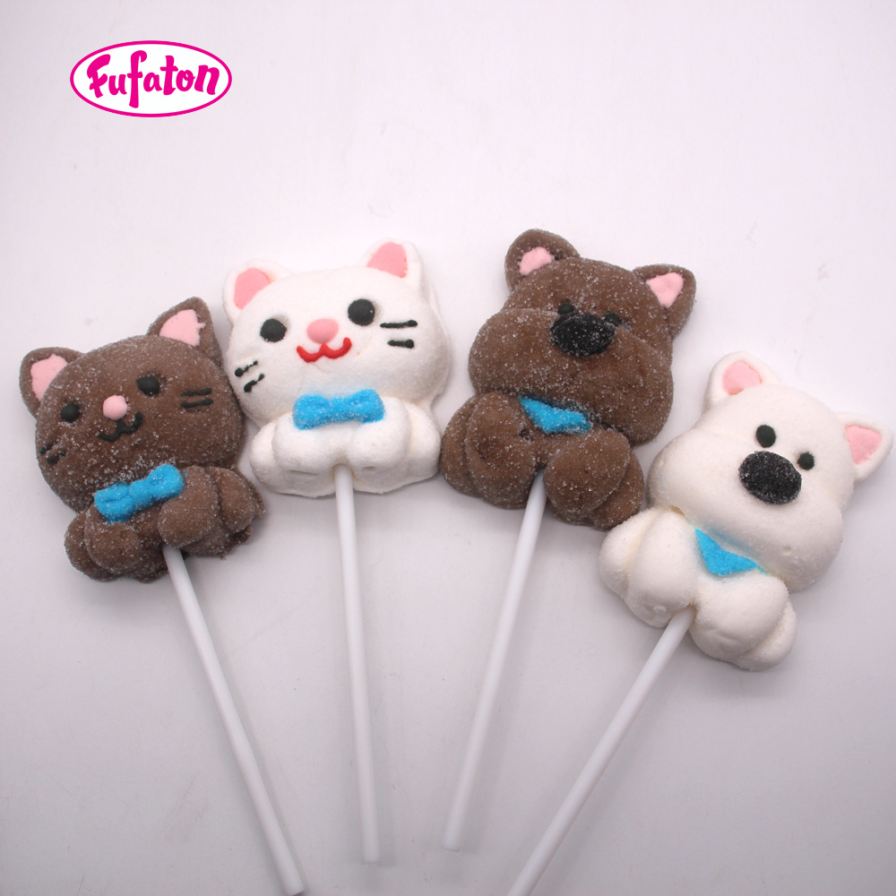 Cute Baby Cat & Puppy Marshmallow Lollipops | Animal Shaped Candy Party Treats