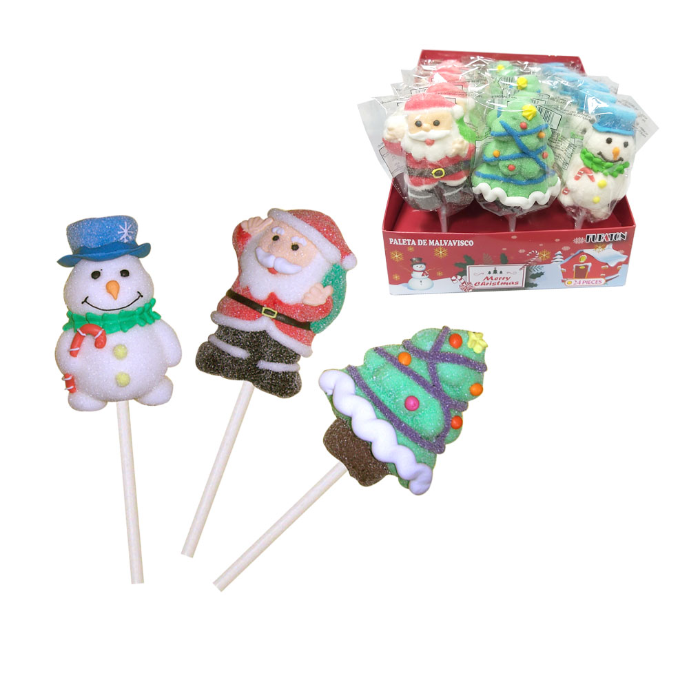 Hand Decorated Christmas Marshmallow Lollipop Candy | OEM Candy Factory